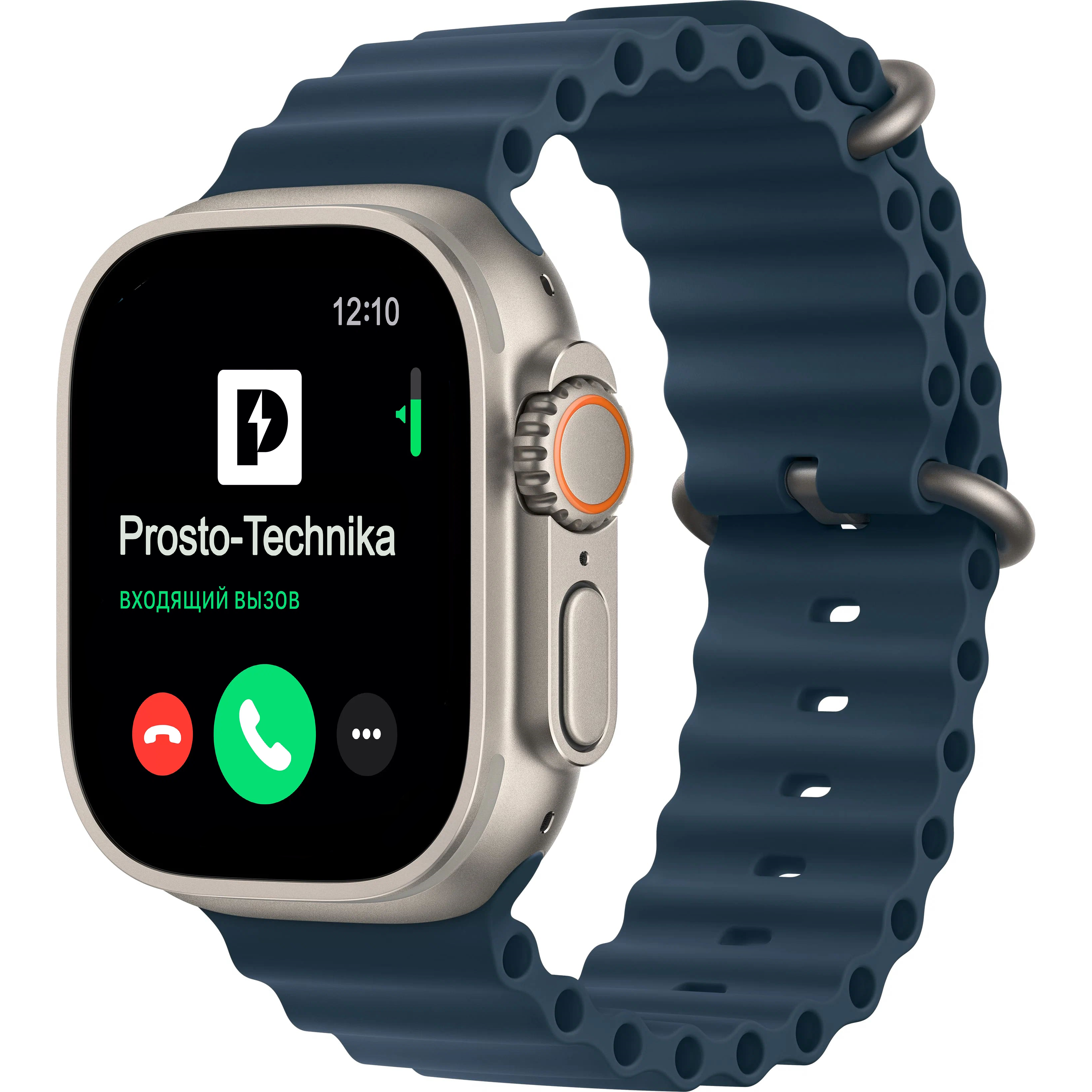 Часы Apple Watch Ultra 2, 49 мм, титан светлого цвета, ремешок Ocean синего цвета (2023)