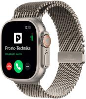 Часы Apple Watch Ultra 2, 49 мм, титан светлого цвета, миланский сетчатый браслет (2024) M
