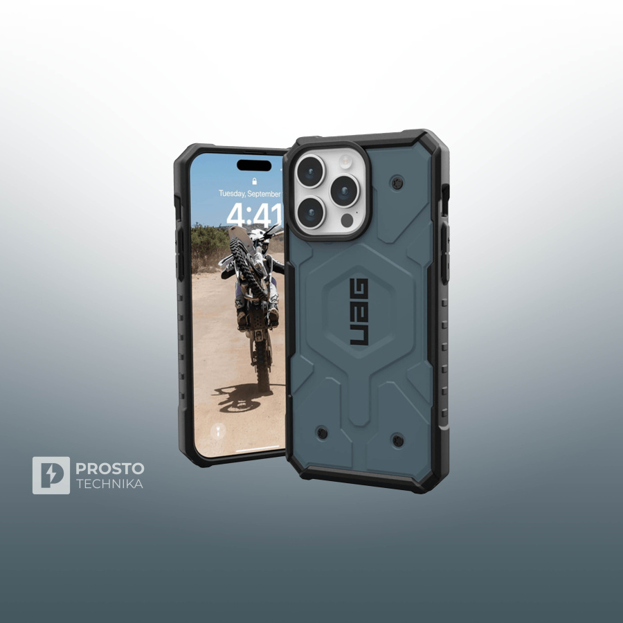 Чехол с поддержкой MAGSAFE Uag Pathfinder для iPhone 15 Pro MAX 6.7", цвет голубой (Cloud Blue)