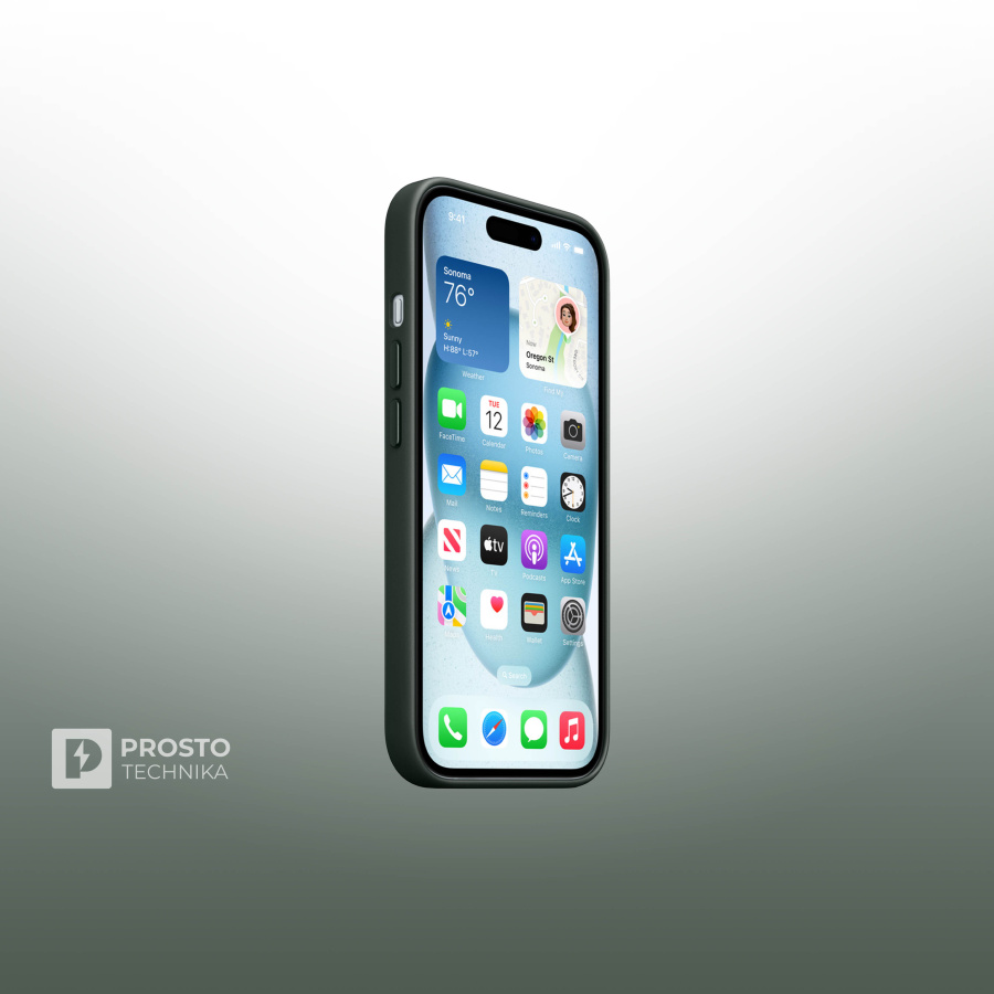 iPhone 15 FineWoven Case with MagSafe - Evergreen