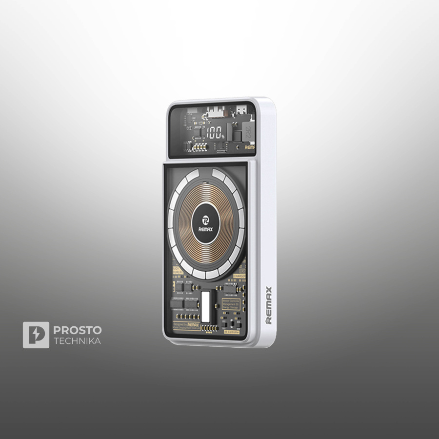 Внешний аккумулятор REMAX RPP-580 walking phantom 20W+22.5W cabled magnetic wireless charging power bank 10000mAh white/белый