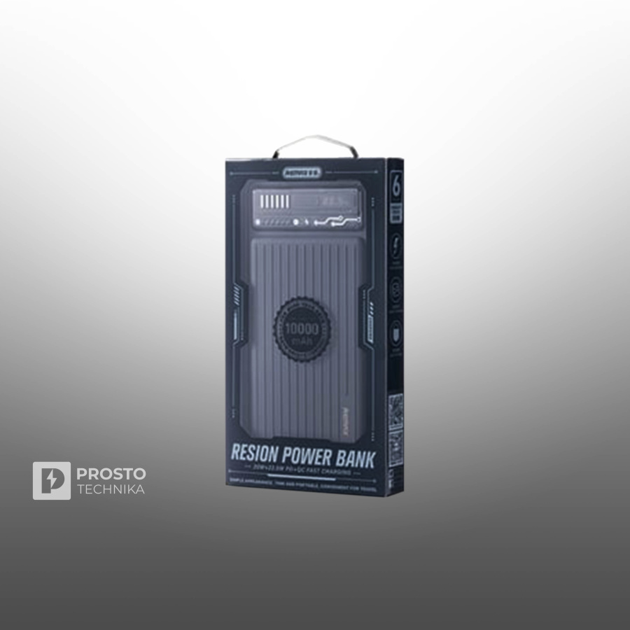 Аккумулятор внешний резервный Remax RPP-616 Resion series 20W+22.5W PD+QC Fast charging power bank 10000mAh серый