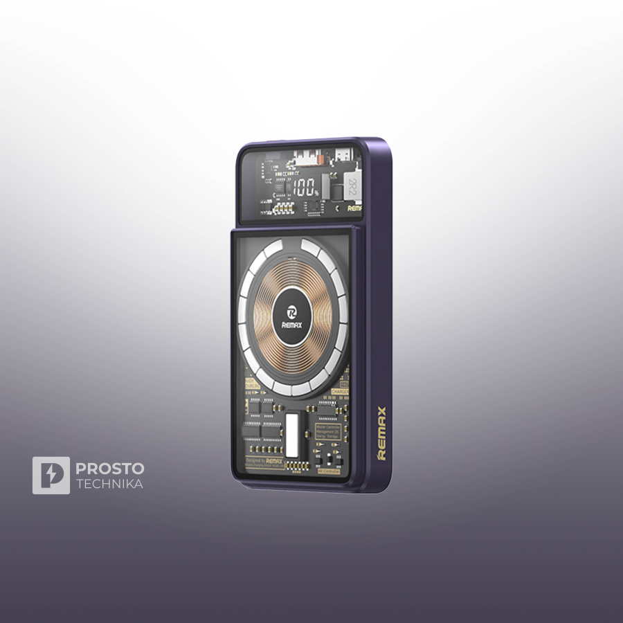 Внешний аккумулятор REMAX RPP-580 walking phantom 20W+22.5W cabled magnetic wireless charging power bank 10000mAh purple/фиолетовый