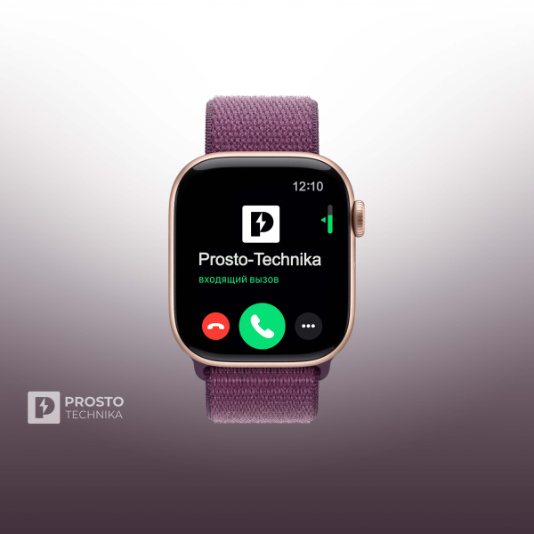 Часы Apple Watch Series 10, 42 мм, алюминий цвета «розовое золото», браслет Sport Loop сливового цвета