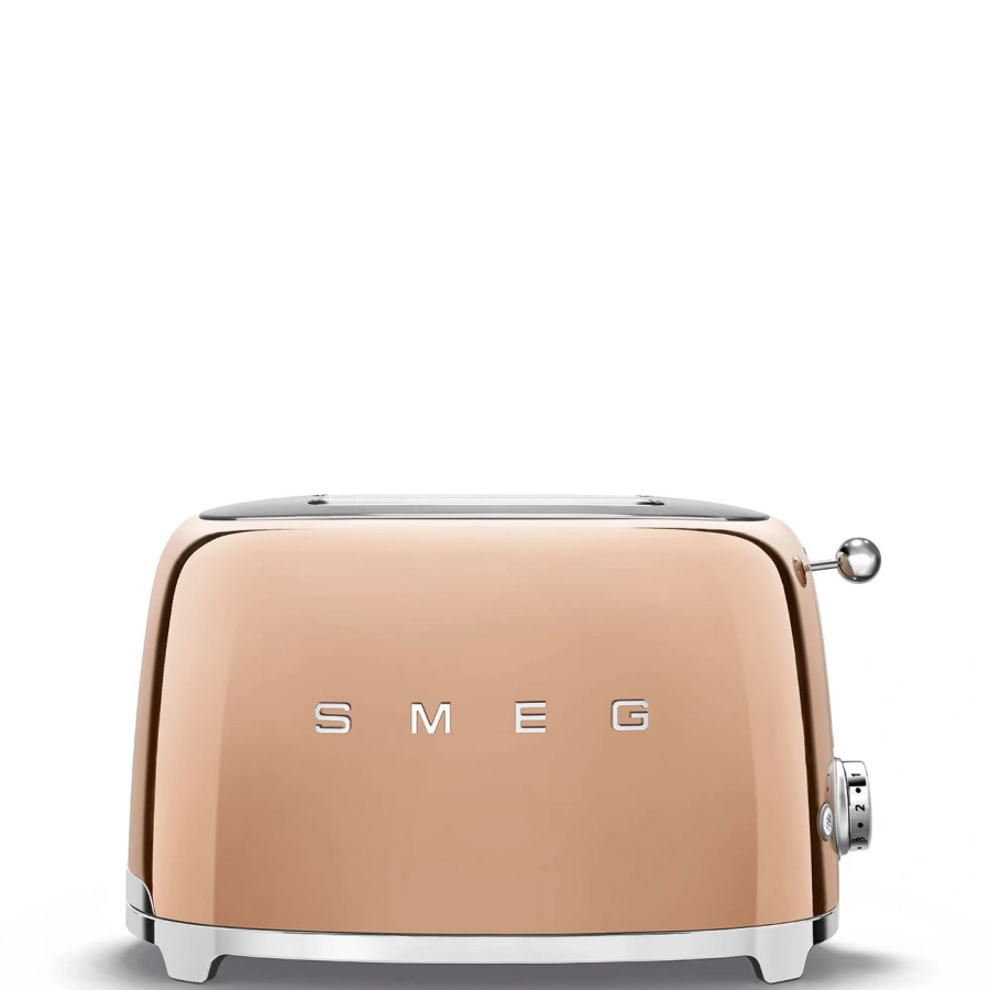 Тостер SMEG TSF02RGEU на 2 ломтика, Цвет розовое золото глянцевое; подогрев, размораживание, багель; 6 уровней поджаривания; Съемный поддон для крошек