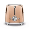 Тостер SMEG TSF02RGEU на 2 ломтика, Цвет розовое золото глянцевое; подогрев, размораживание, багель; 6 уровней поджаривания; Съемный поддон для крошек