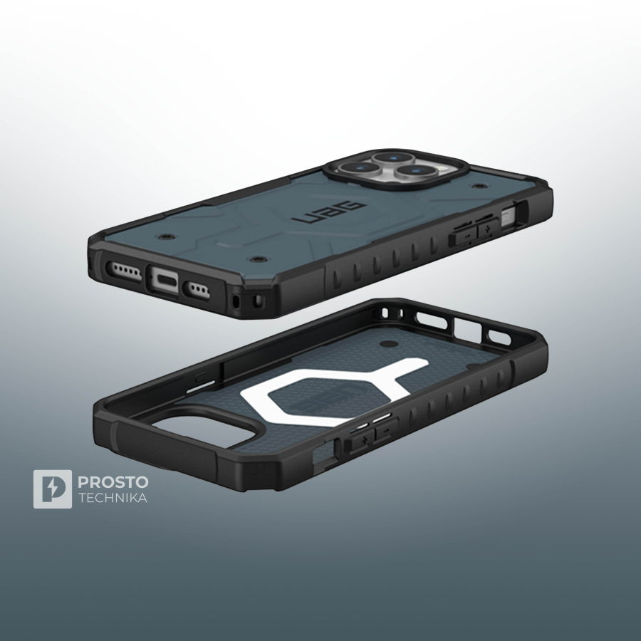 Чехол с поддержкой MAGSAFE Uag Pathfinder для iPhone 15 Pro MAX 6.7", цвет голубой (Cloud Blue)