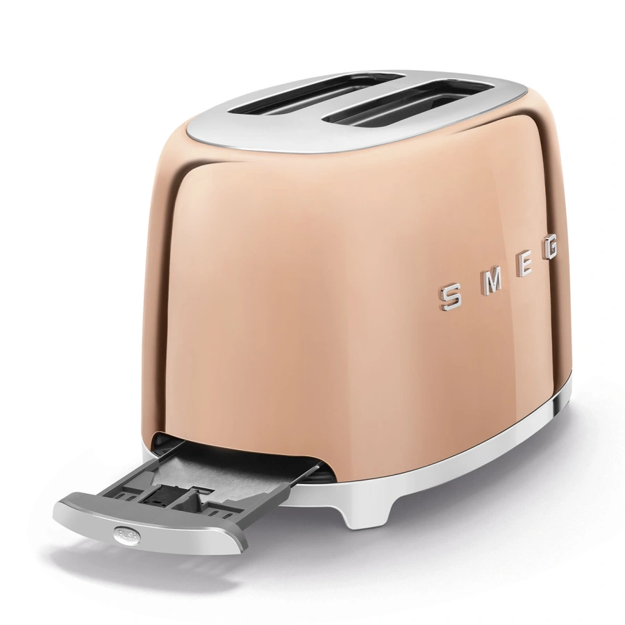 Тостер SMEG TSF02RGEU на 2 ломтика, Цвет розовое золото глянцевое; подогрев, размораживание, багель; 6 уровней поджаривания; Съемный поддон для крошек