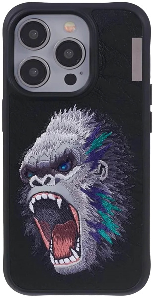Чехол с вышивкой для Apple iPhone 15 Pro Max Nimmy Обезьяна-Черный